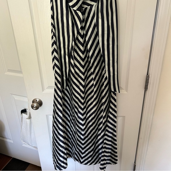 Christopher John Rogers X J.Crew cross-front maxi dress in stripe navy and white - Picture 6 of 13